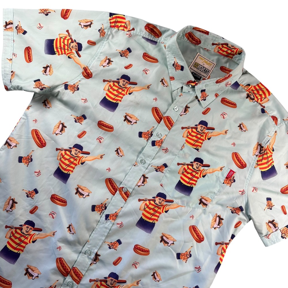 RSVLTS The Sandlot Button Up Mens XL Blue Ham Porter Smores Movie Merch BBQ
